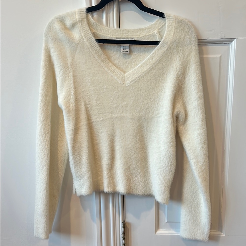 Cozy White V-Neck Sweater